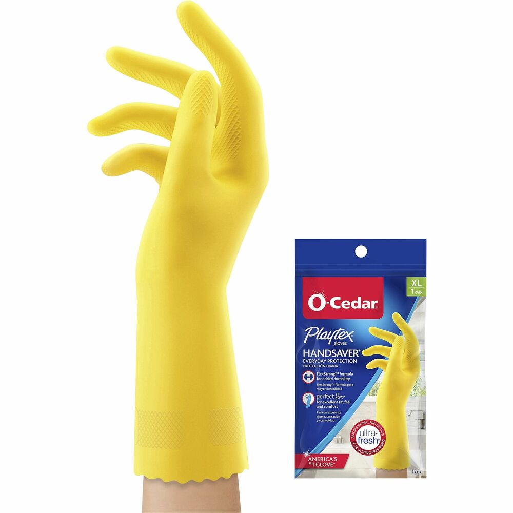Image of O-Cedar Gloves,Household Cleaning,Antimicrobial,XLarge,2/PR,Yellow