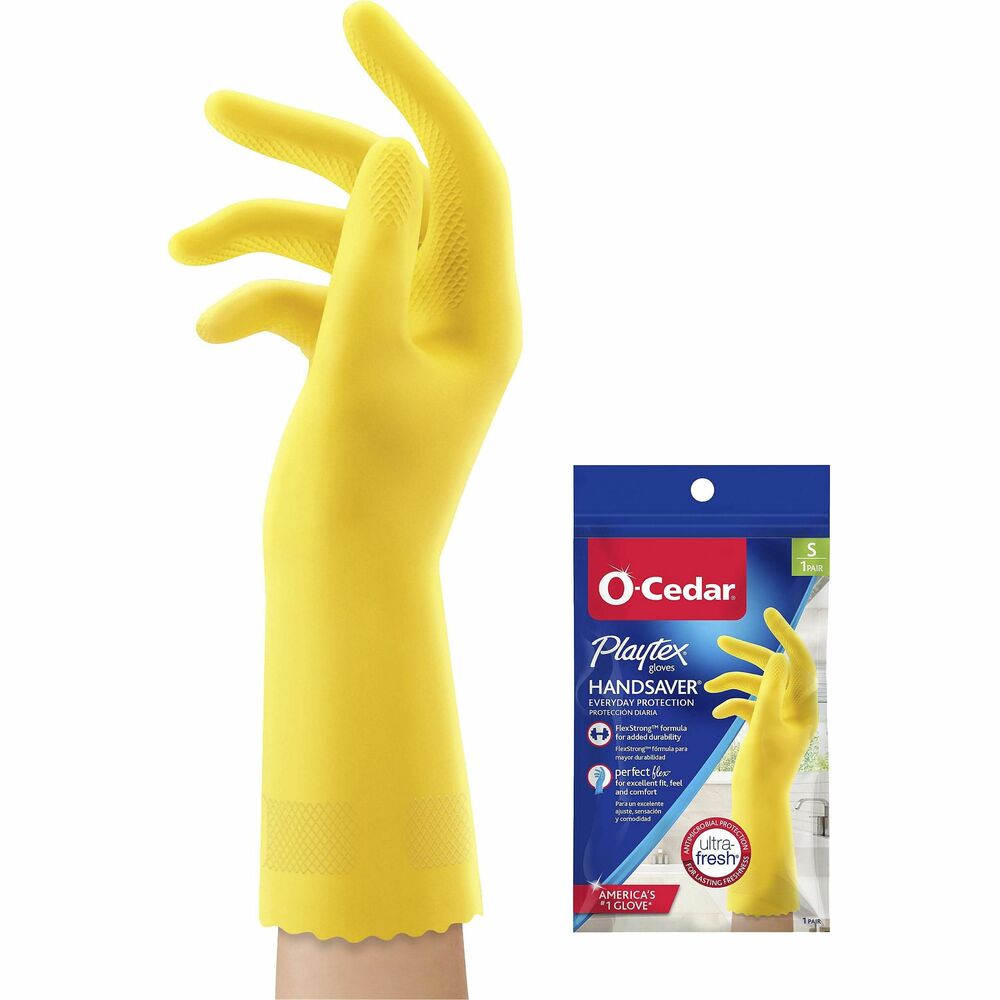 Image of O-Cedar Gloves,Household Cleaning,Antimicrobial,Small,2/PR,Yellow