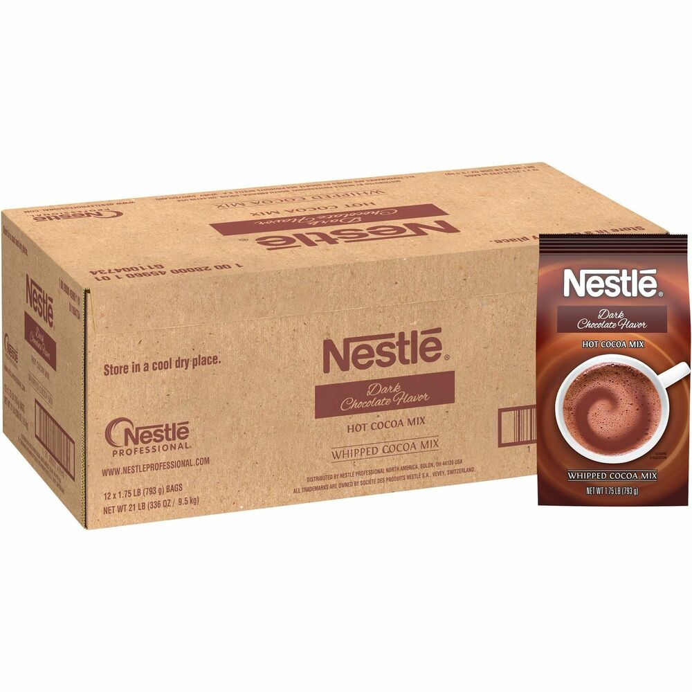 Image of Nestle USA Hot Cocoa Mix, Dark Chocolate, Bulk, 1.75 lb, 12/CT, Brown