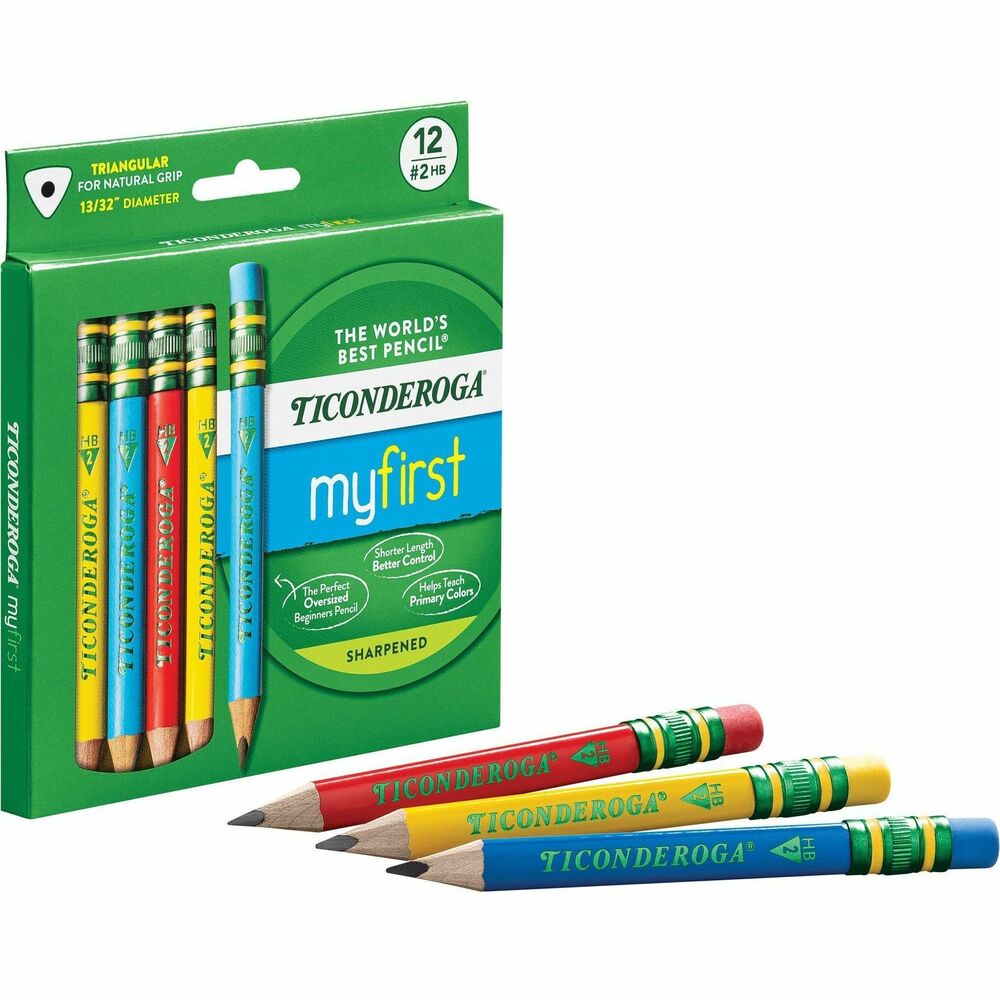 Image of Dixon Ticonderoga Company Pencils,Short,3.6mm Dia x 4.5"L,AST Barrel,12/BX