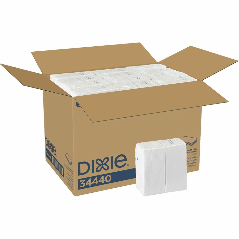 Image of Georgia-Pacific Dinner Napkins, 2-Ply, 15"x16", 126/PK, 24PK/CT, White
