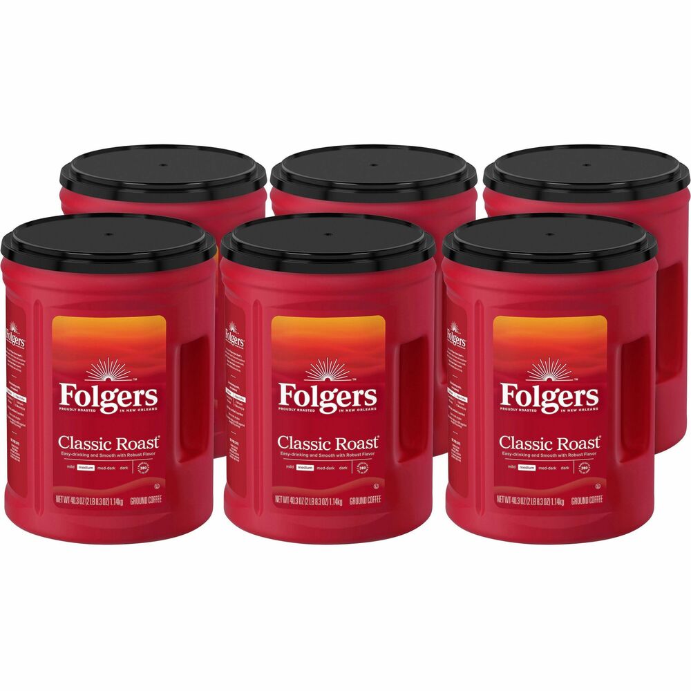 Image of Folgers Coffee, Classic, Med Roast, 40.3oz Can, 6/CT,BN