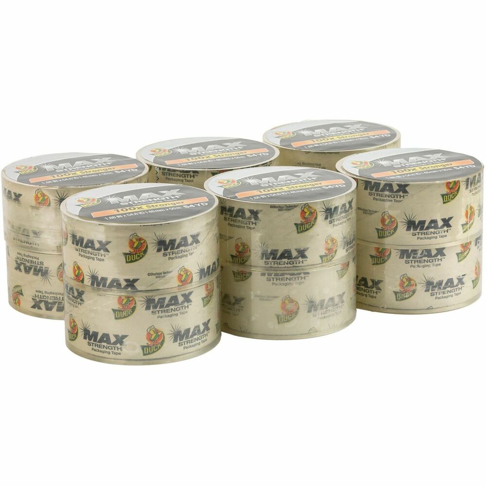 Image of Duck Brand Packing Tape, Max Strength, 1.88"x54.6 Yd, 12/PK, Clear