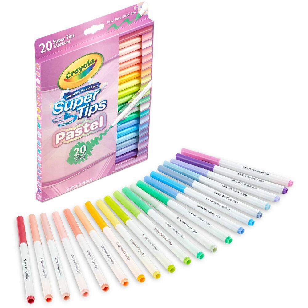 Image of Crayola Markers, Super Tips, Washable, 20/PK, Assorted Pastels