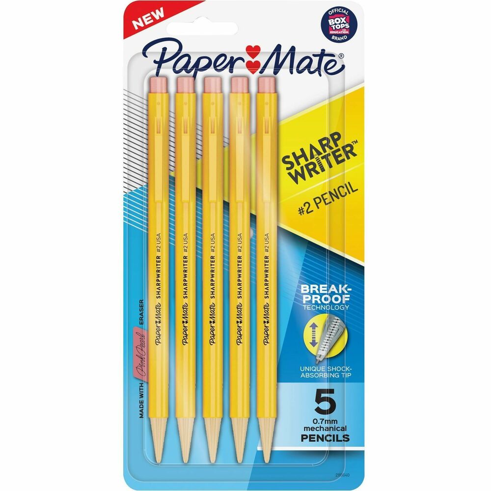 Image of Paper Mate Mechanical Pencils,Twist Tip,Break-Resistant Lead,5/PK,YW