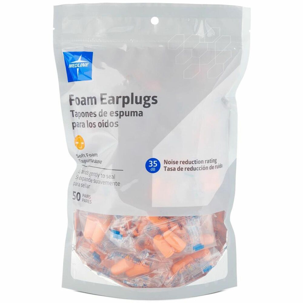 Image of Medline Earplugs,High-Fidelity Foam,50PR/BG,30BG/CT,OE