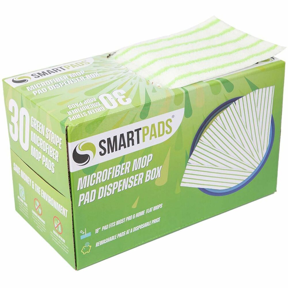 Image of Monarch Global Brands Mop Pads,Wet/Dry,Woven Microfiber,5"x18",30/BXWE/GN