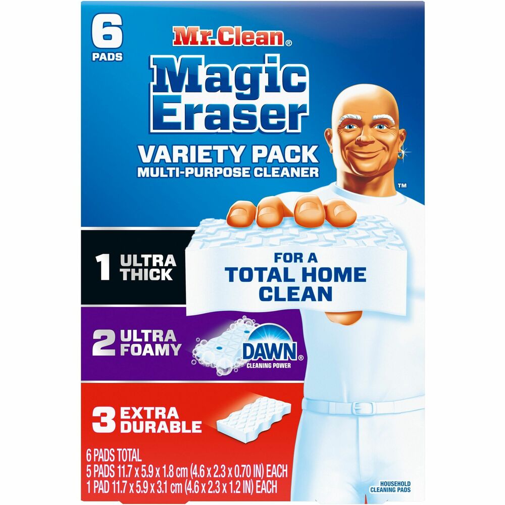 Image of Procter & Gamble Commercial Magic Erasers,Mr. Clean,Sponges,Variety Pack,6/BX