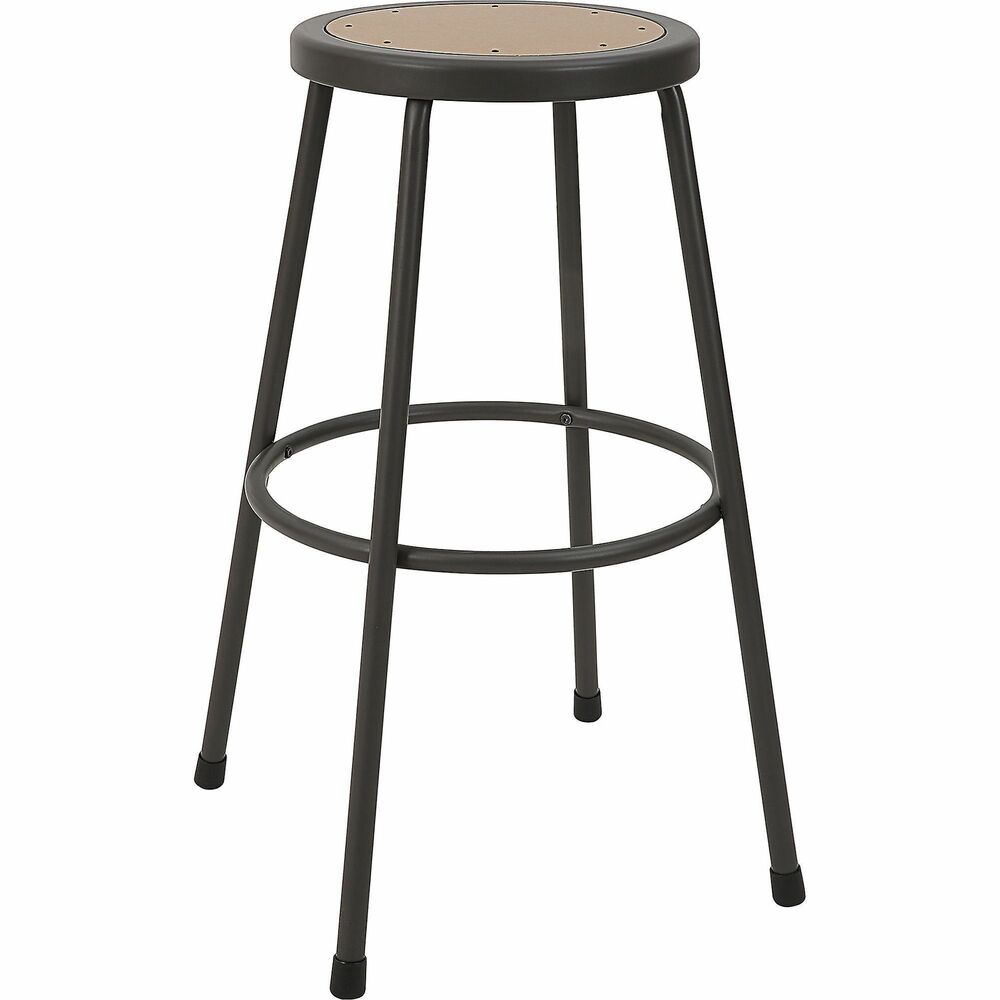 Image of Lorell Stool,No Back,Metal,30"H Wood Seat,Light Gray
