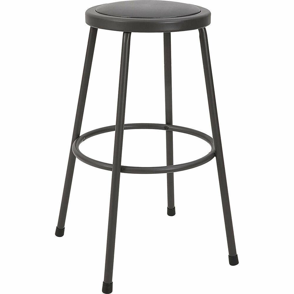 Image of Lorell Stool,No Back,Metal,30"H Padded Vinyl Seat,Light Gray