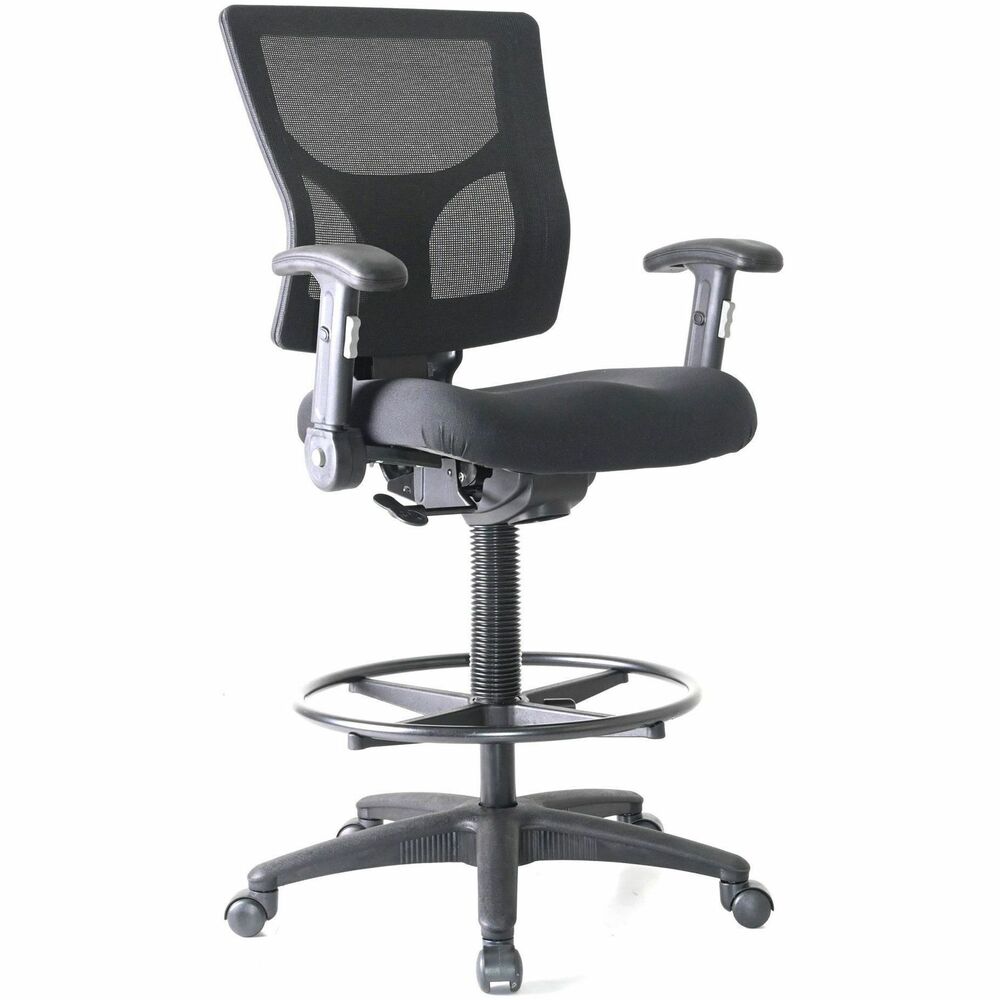 Image of Lorell Stool,Mesh,Foldaway Arms,19-1/2"x19-5/16"x43-3/4"-53-1/2",BK