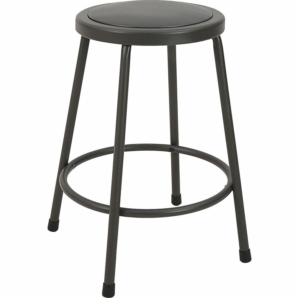 Image of Lorell Stool,No Back,Metal,24"H Padded Vinyl Seat,Light Gray