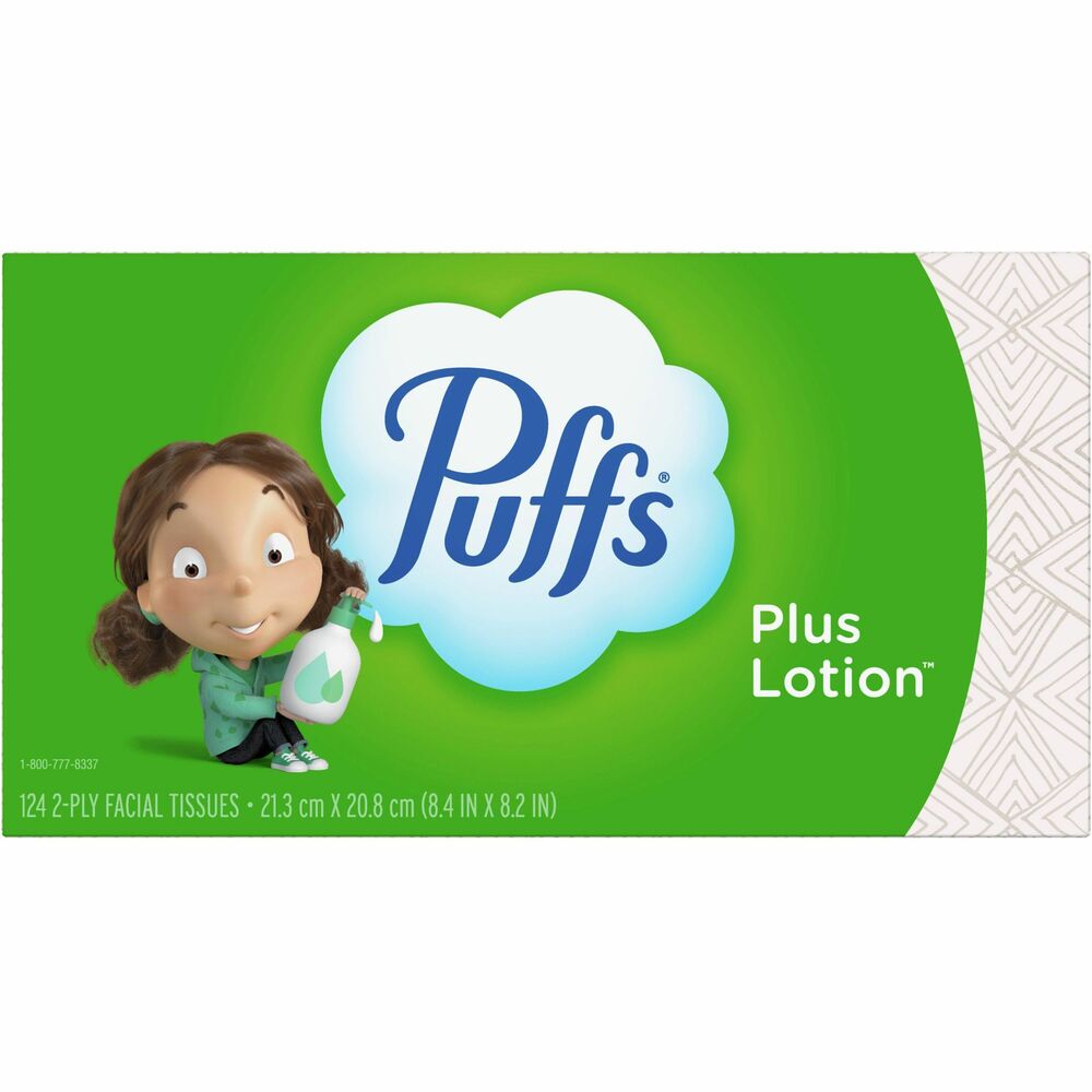Image of Procter & Gamble Commercial Puffs Facial Tissue, Family Box, 124SH/BX, 24BX/CT, White