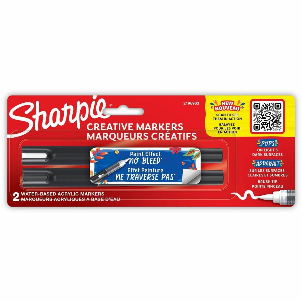 Image of Newell Brands Markers,Brush,Acrylic,Water-Based,2/PK,AST
