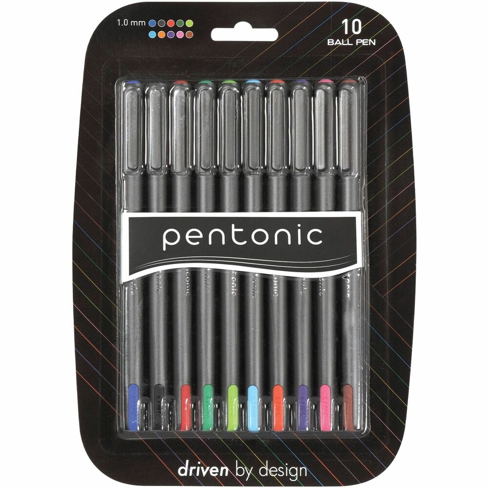 Image of Pentonic Pens,Ballpoint,Capped,1.0mm,10/PK,AST