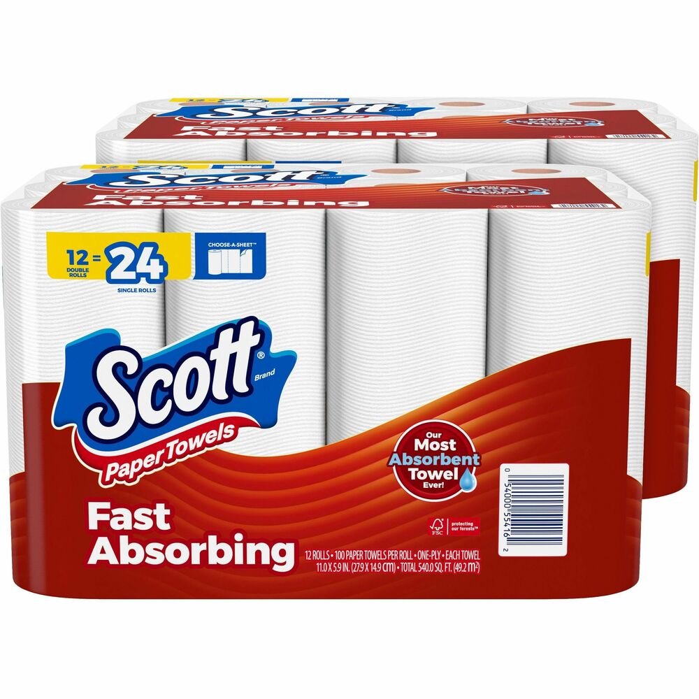 Image of Kimberly-Clark Professional Paper Towels,Double Roll,100 Shts/RL,12RL/PK,2PK/CT,White