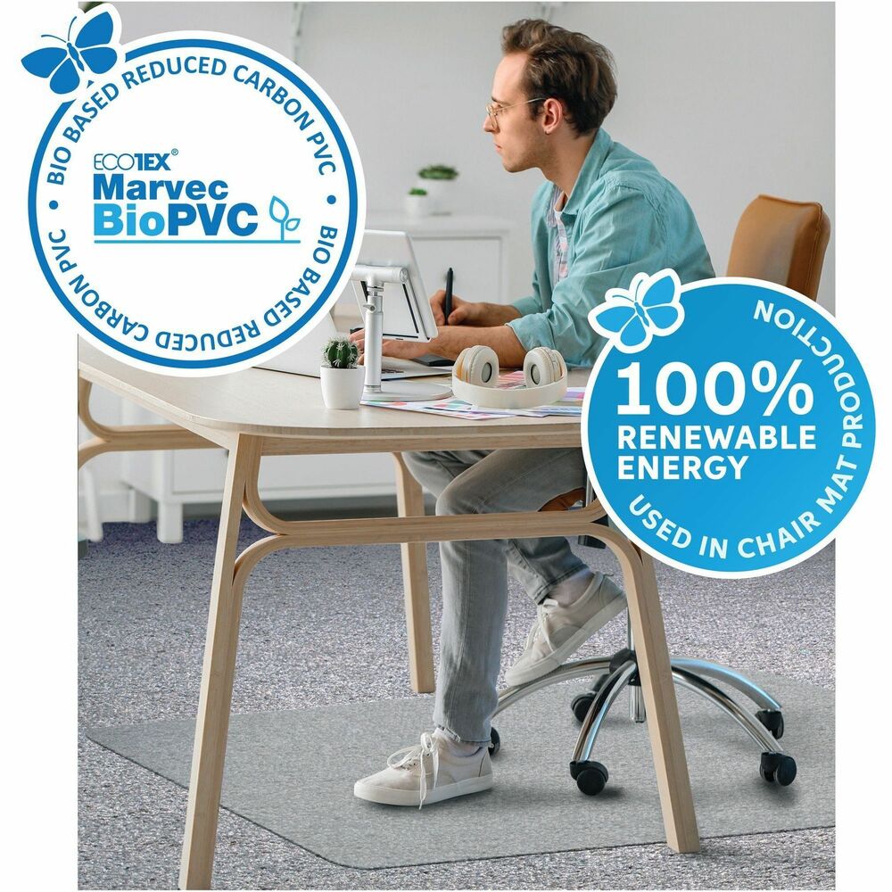 Image of FloorTex Chairmat,BioPVC,Ecotex,f/Carpet,36"x48",Clear