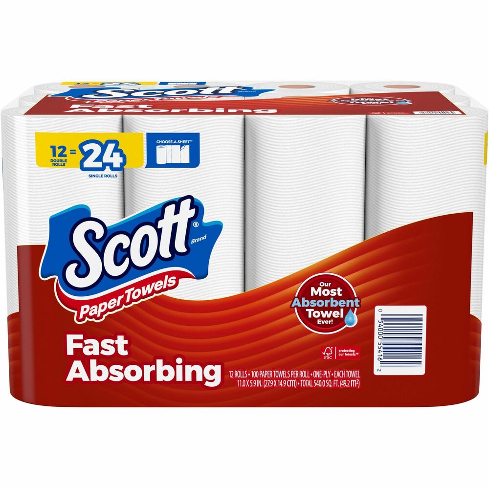 Image of Kimberly-Clark Professional Paper Towels,Double Roll,100 Shts/RL,12RL/PK,White