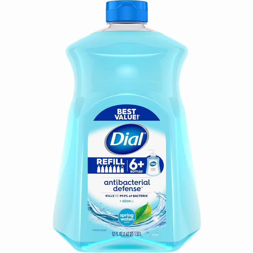 Image of Dial Corporation Hand Soap,Antibacterial,Liquid,Spring Water,52oz,3/CT,Blue