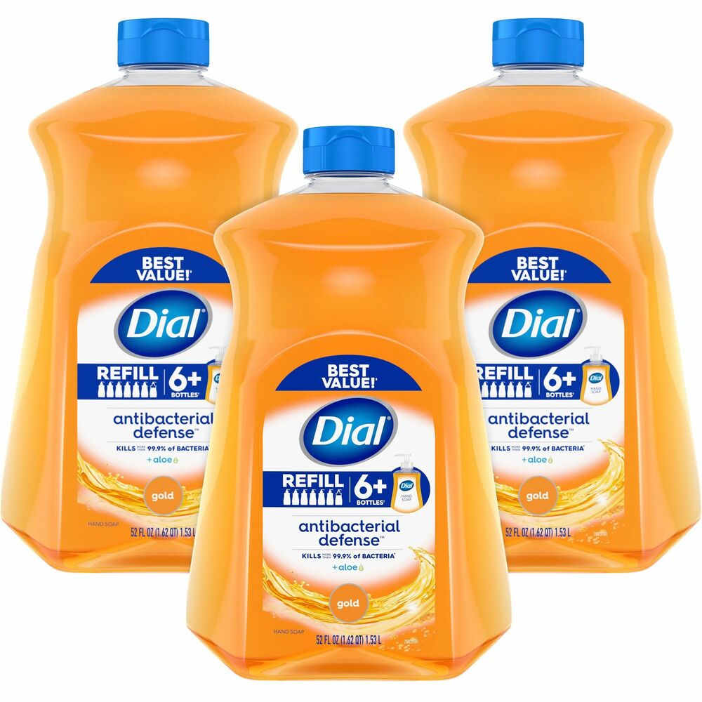 Image of Dial Corporation Hand Soap,Antibacterial,Liquid,Gold,52oz,3/CT,Orange
