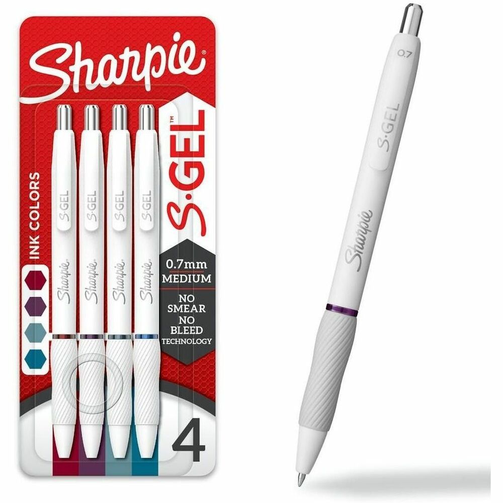 Image of Newell Brands Sharpie Pens,Gel,0.7mm,4/PK,WE Barrel/GT,PLM,BE Mist,SLT