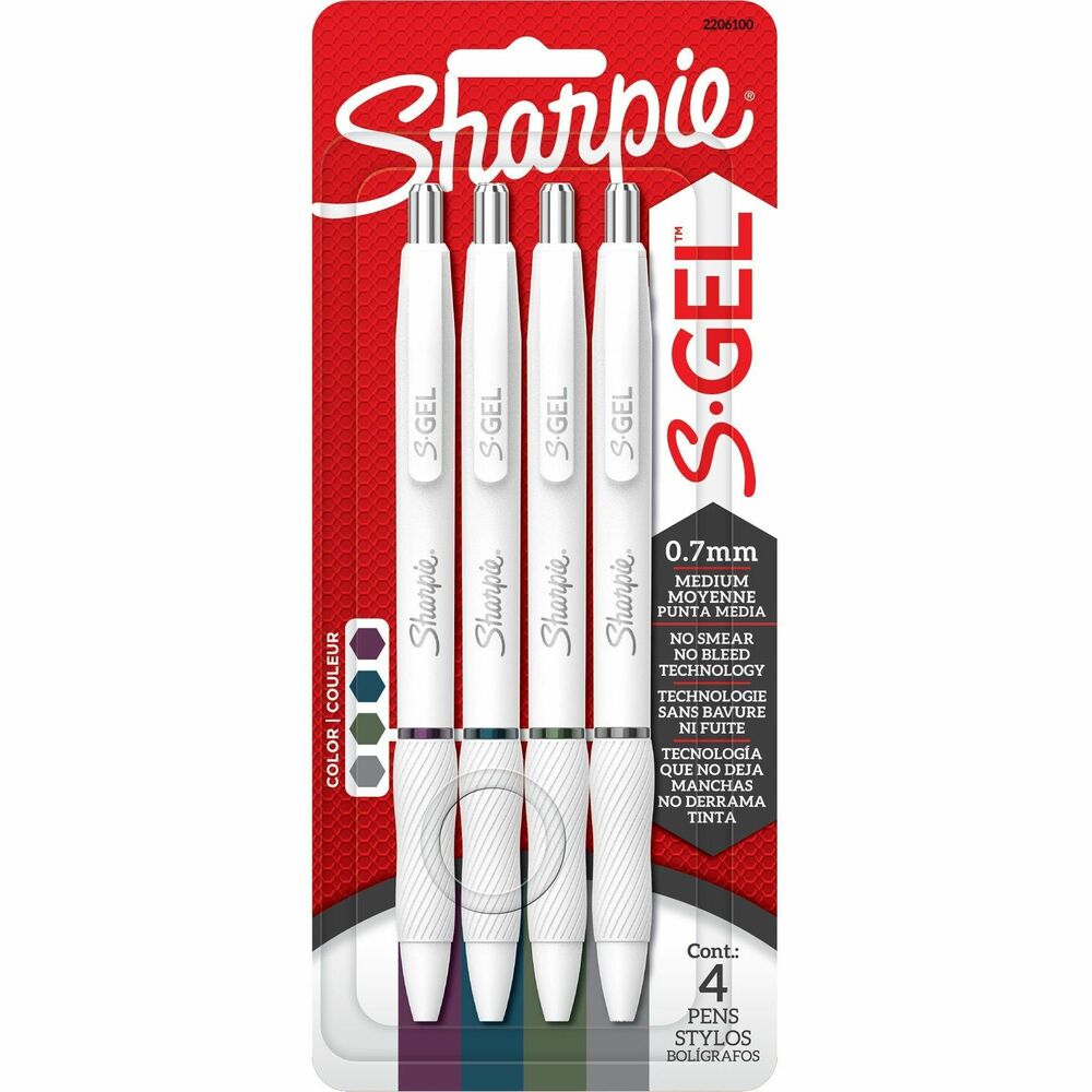 Image of Newell Brands Sharpie Pens,Gel,0.7mm,4/PK,WE Barrel/PLM,Jade,EVGN,PWT