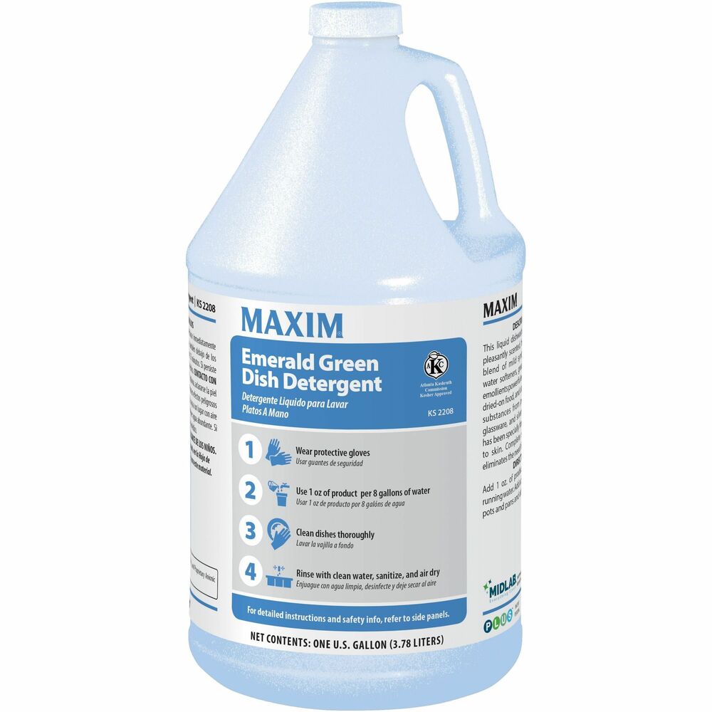 Image of Midlab Inc Dish Detergent,Liquid,Herbal Bouquet,1 Gallon,4/CT,WE