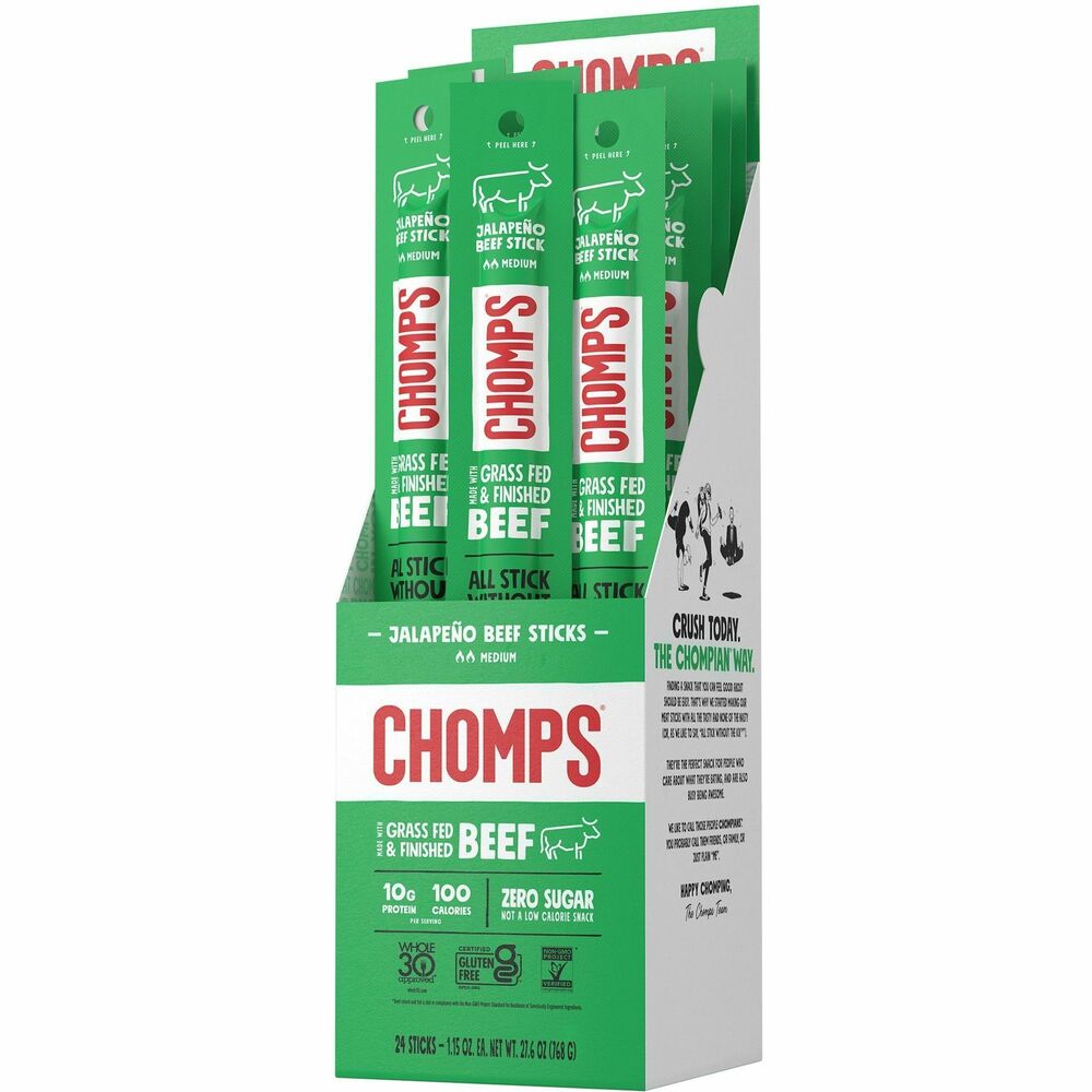 Image of We are the Chompians, LLC Beef Jerky,Jalapeno,1.15 oz Sticks,Display,24/PK