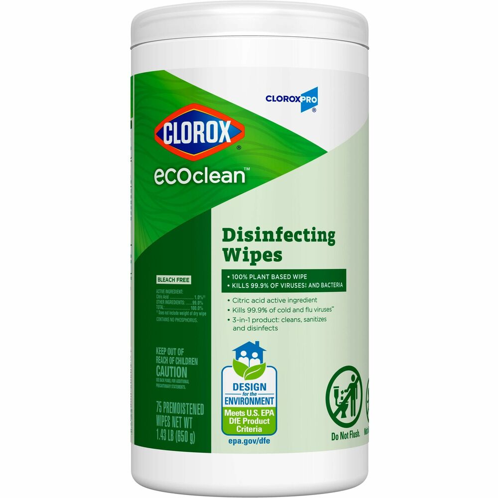 Image of Clorox Company Wipes,Disifectant,EcoClean,75/Canister,WE