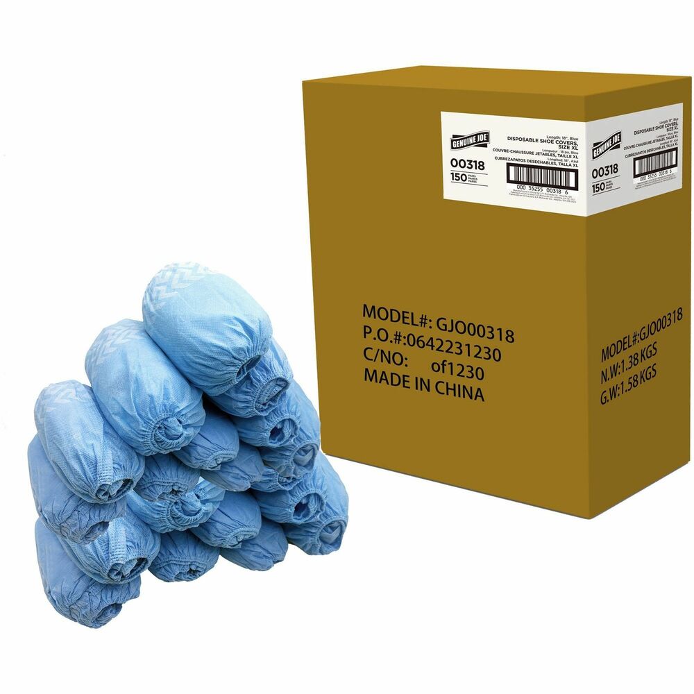 Image of Genuine Joe Shoe Covers,PolyLite,XLarge,18"L,150/Carton,Blue