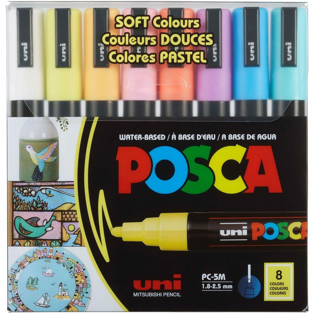 Image of uni-ball Corporation Paint Marker,POSCA,Water-based,Medium,8/PK, AST Soft Colors