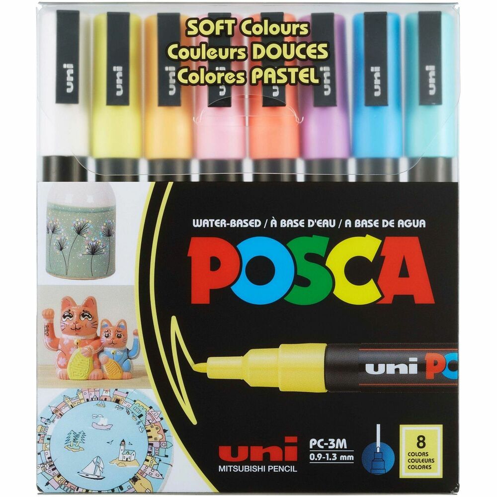 Image of uni-ball Corporation Paint Marker,POSCA,Water-based,Fine,8/PK, AST Soft Colors