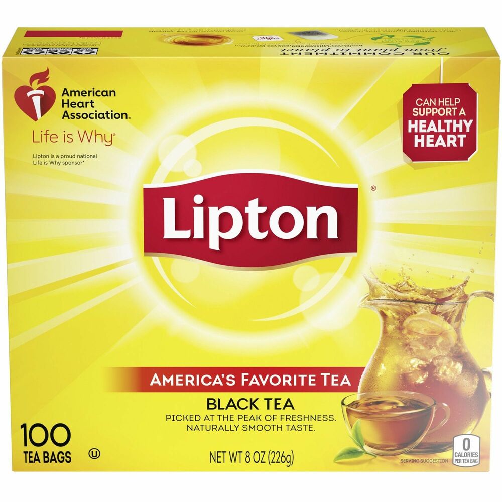 Image of Lipton/Unilever Tea Bags, Natural, Individual,1.25 oz Packets, 100/BX, 10/CT