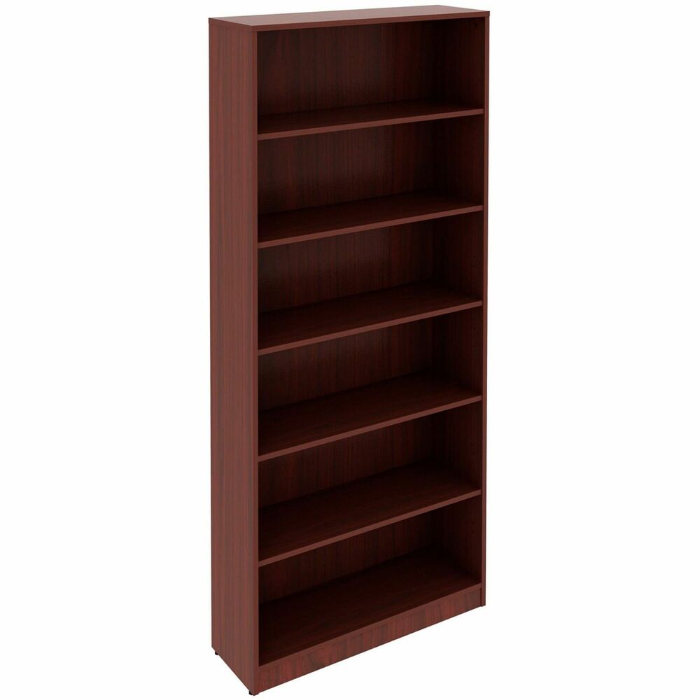 Image of Lorell Bookcase, 6-Shelf, 5 Adj Shelves, 36"x12"x84", Mahogany