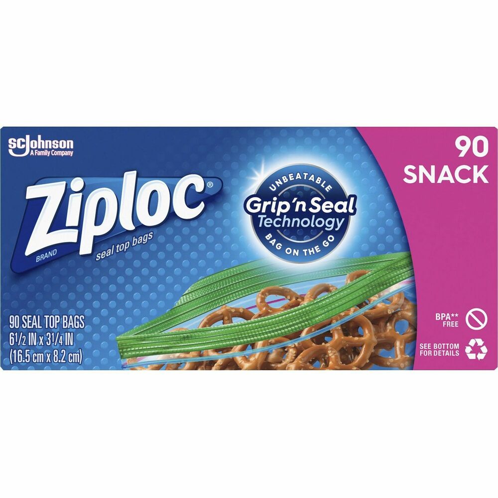 Image of S.C. JOHNSON & SON, INC Snack Bags,GripnSeal,6-1/2"x3-1/4",90/BX,Clear