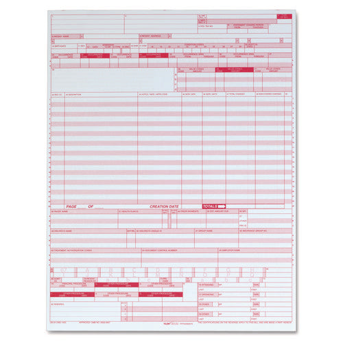 Image of TOPS UB04 Hospital Insurance Claim Form for Laser Printers, One-Part (No Copies), 8.5 x 11, 2,500 Forms Total