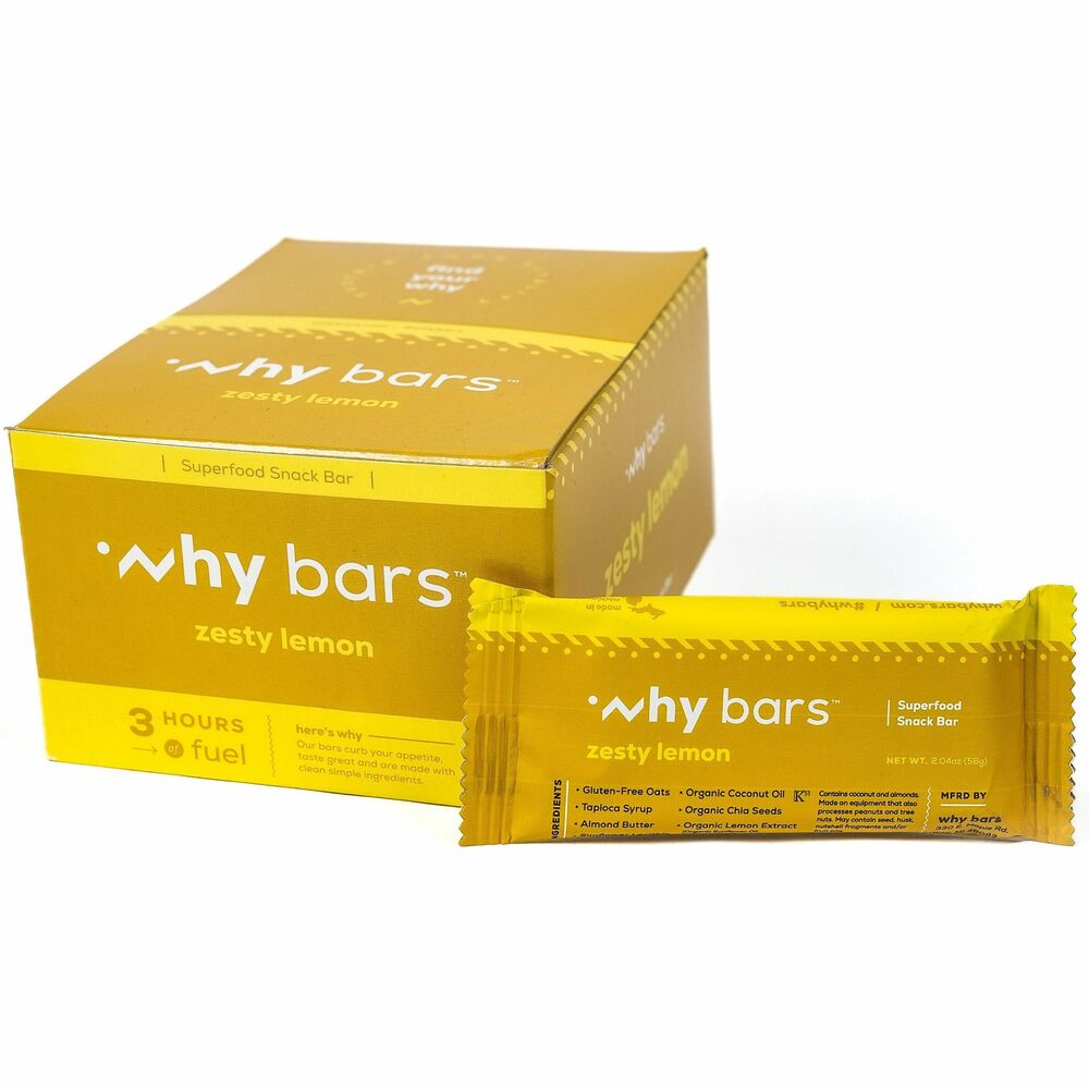 Image of Why Bars Protein Bar,Gluten-Free,Vegan,Zesty Lemon,2.04oz,12/PK