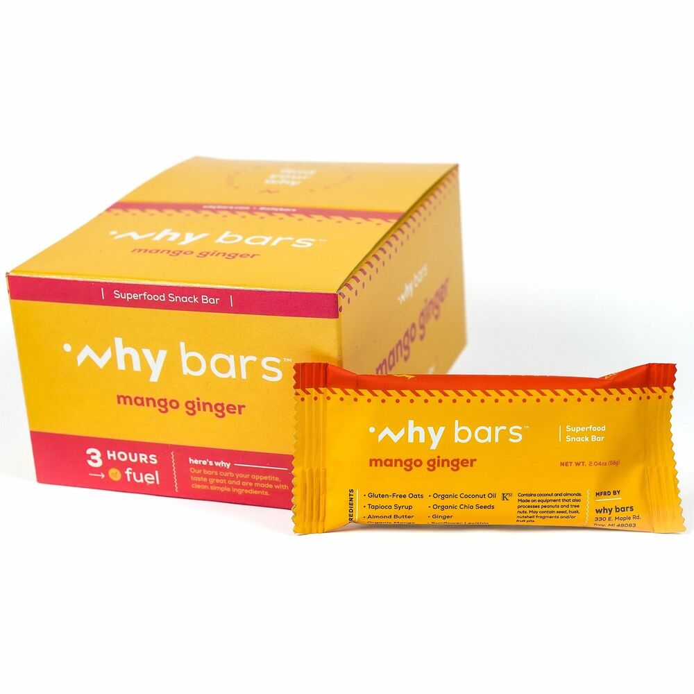 Image of Why Bars Protein Bar,Gluten-Free,Vegan,Mango Ginger,2.04oz,12/PK