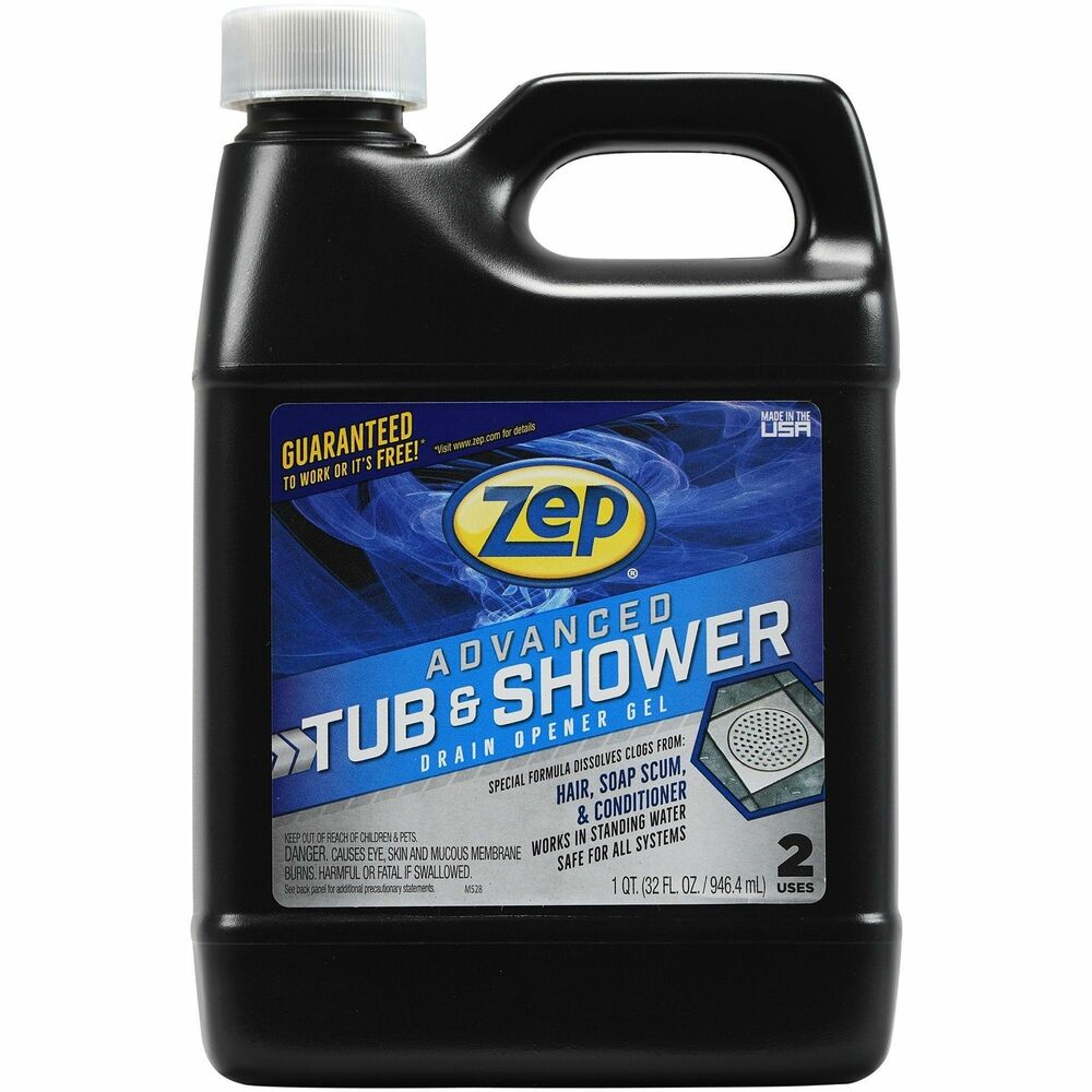 Image of Zep Commercial Drain Opener,f/Tub/Shower Drains,1 Qt/32oz,Clear