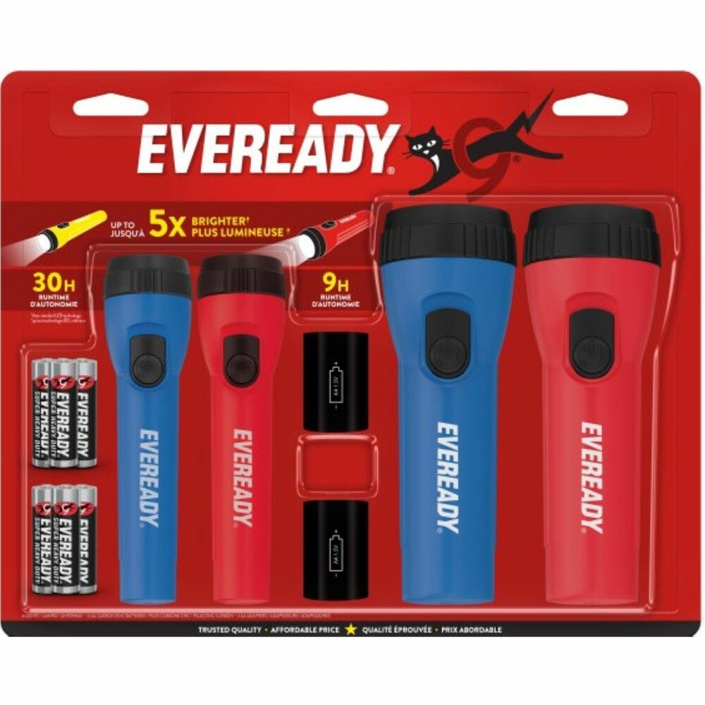 Image of Eveready Battery Co Inc Flashlight MultiPack,LED,2 Standard/2 Slim,Blue/Red