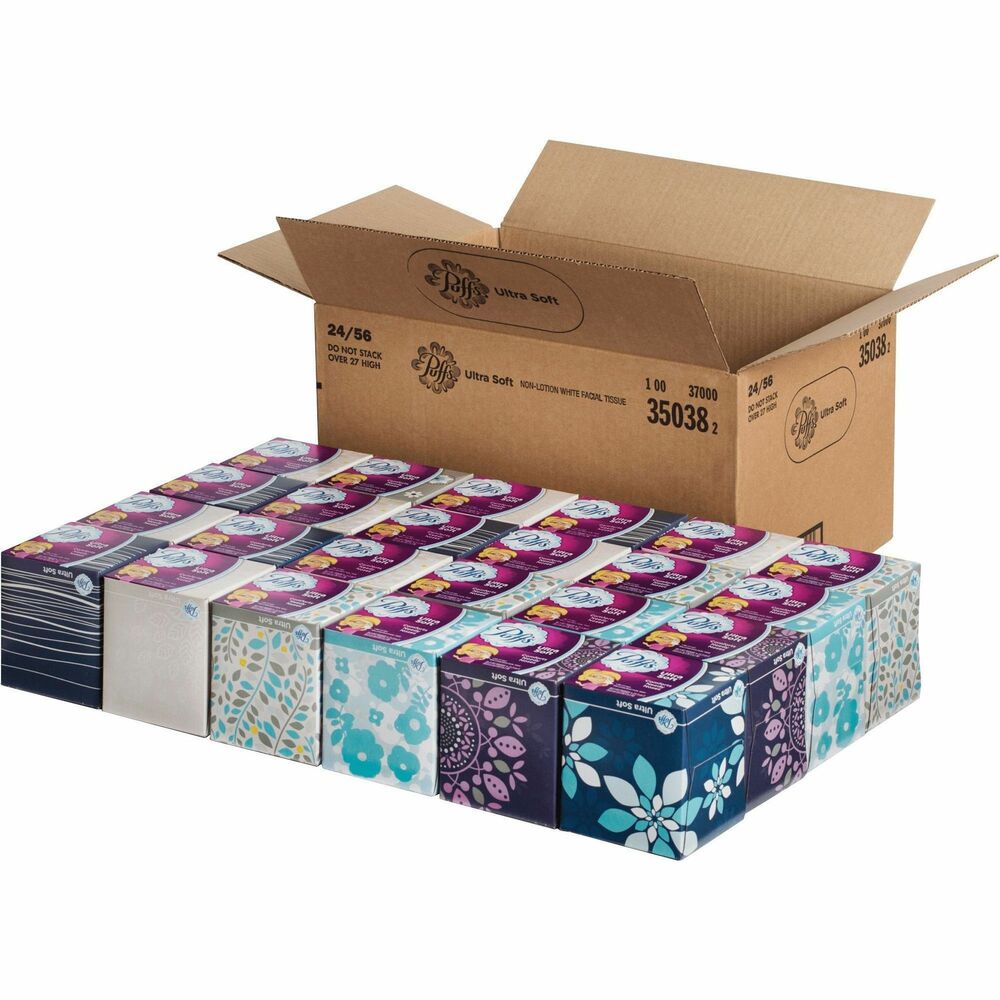 Image of Procter & Gamble Commercial Facial Tissue,2-Ply,Ultra Soft,8-2/5"x8-1/5",56/BX,24/CT,WE