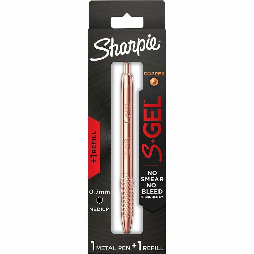Image of Newell Brands Sharpie Pen,Gel,w/Refill,0.7mm,Black Ink/Copper Barrel