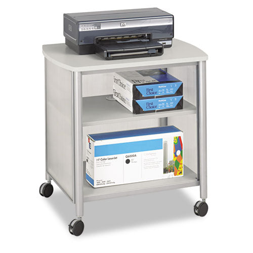 Image of Safco® Impromptu Deskside Machine Stand, Metal, 3 Shelves, 100 lb Capacity, 26.25" x 21" x 26.5", Gray