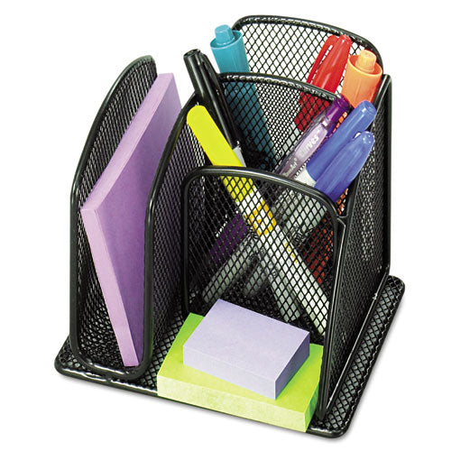 Image of Safco® Onyx Mesh Mini Organizer, 3 Compartments, Steel, 6 x 5.25 x 5.25, Black