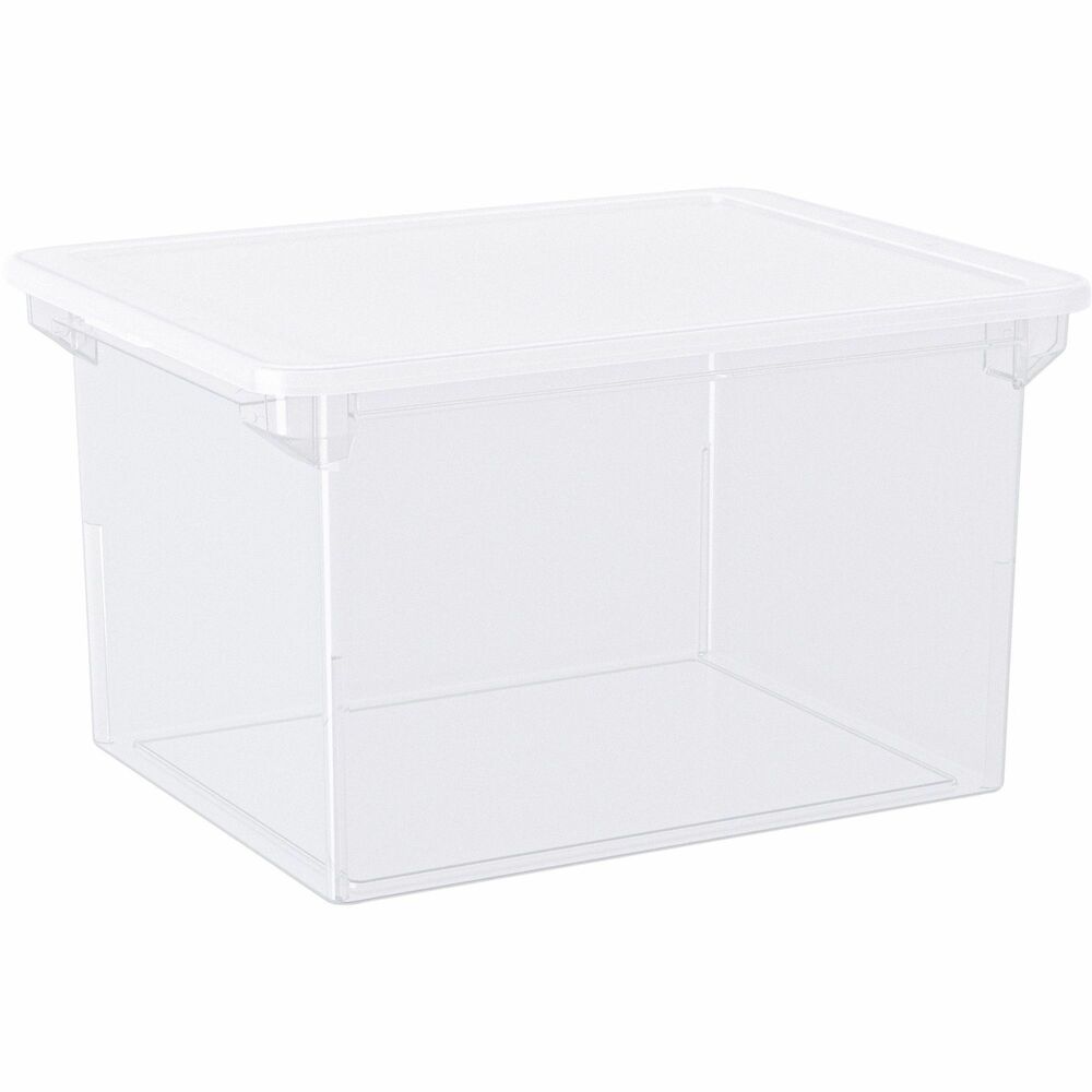 Image of Storex Industries Corporation File Tote,w/Clear Lid,Letter/Legal,14"x18-1/3"x10-1/2",Clear