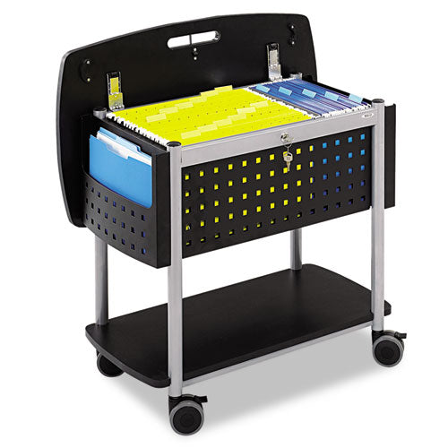 Image of Safco® Scoot Mobile File, Metal, 2 Shelves, 2 Bins, 29.75" x 18.75" x 27", Black/Silver