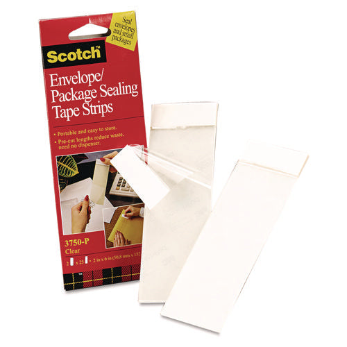 Image of Scotch® Envelope/package Sealing Tape Strips, 2" X 6", Clear, 50/pack