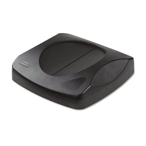Image of Rubbermaid® Commercial Swing Top Lid For Untouchable Recycling Center, 16" Square, Black