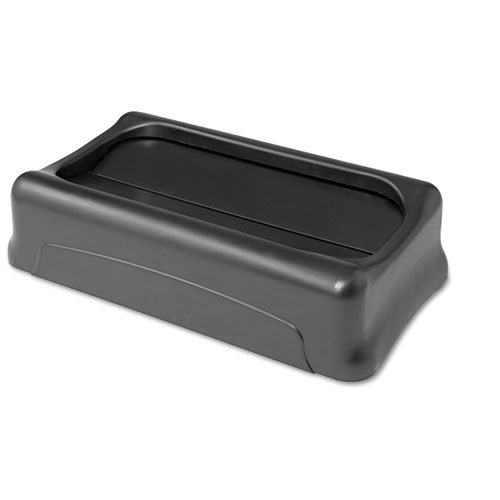 Image of Rubbermaid® Commercial Swing Top Lid for Slim Jim Waste Containers, 11.38w x 20.5d x 5h, Black