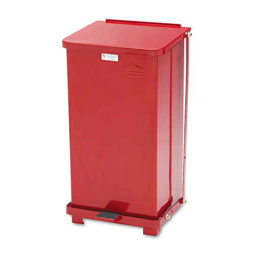 Image of Rubbermaid® Commercial Defenders Heavy-Duty Steel Step Can, 6.5 gal, Steel, Red